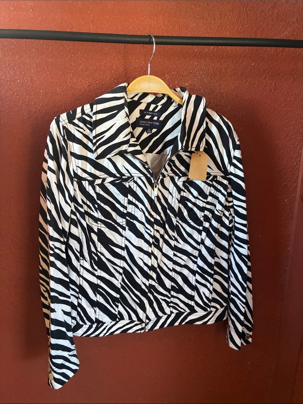 Jones New York Black & White Zebra-Print Button-Down Shirt - Picture 1 of 4